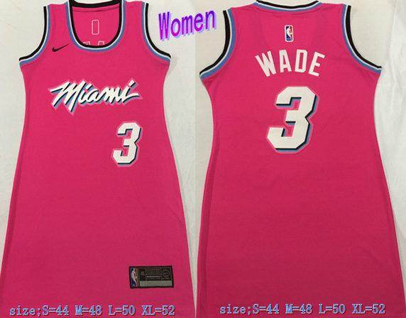 Women Heat 3 Dwyane Wade Pink Women Nike Swingman Jersey