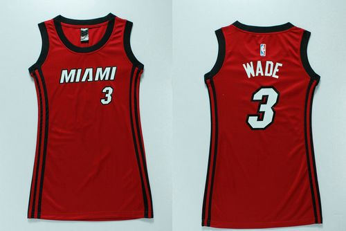 Women Heat 3 Dwyane Wade Red Dress NBA Jersey