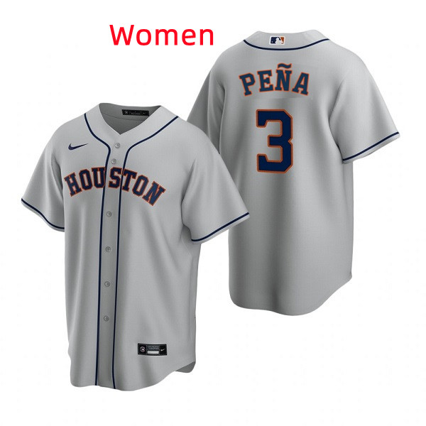 Women Houston Astros #3 Jeremy Pena Grey Stitched Jersey
