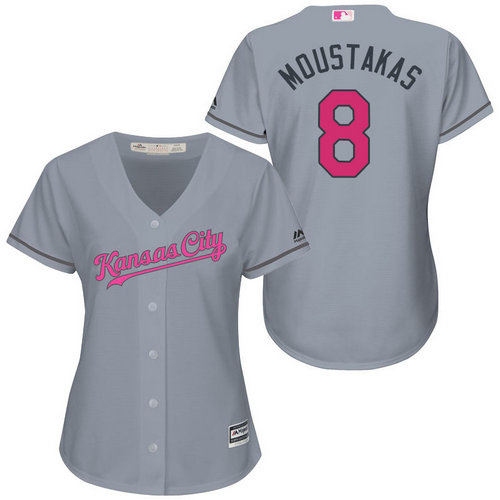 Women Kansa City Royals 8 Mike Moustakas Gary Road 2016 Mother-s Day Cool Base Jersey