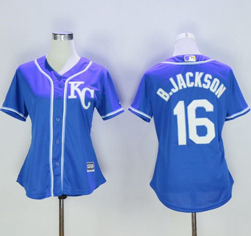Women Kansas City Royals 16 Bo Jackson Blue Alternate 2 Baseball Jersey