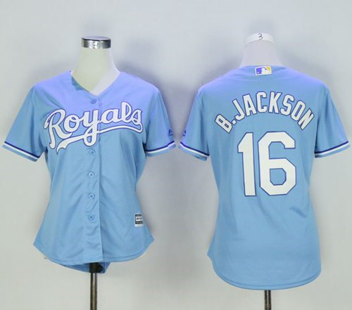 Women Kansas City Royals 16 Bo Jackson Light Blue Alternate 1 Baseball Jersey