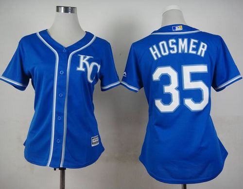 Women Kansas City Royals 35 Eric Hosmer Blue Alternate 2 Baseball Jersey