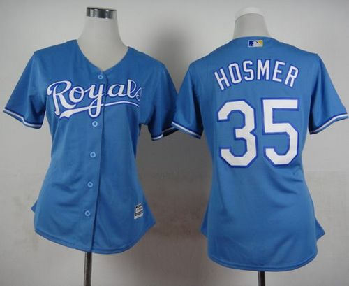 Women Kansas City Royals 35 Eric Hosmer Light Blue Alternate 1 Baseball Jersey