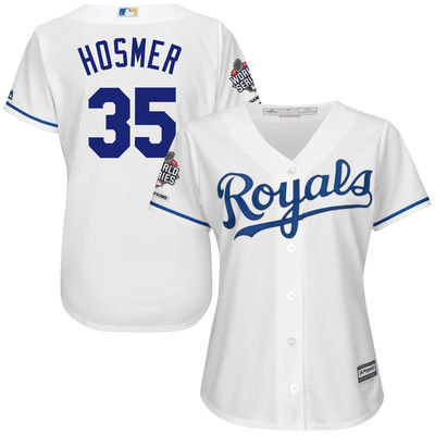 Women Kansas City Royals 35 Eric Hosmer White Cool Base 2015 World Series Champions MLB Jersey