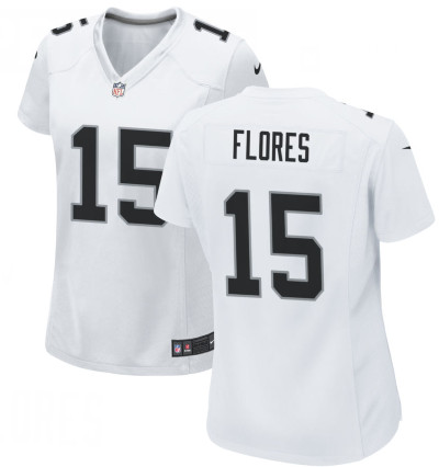 Women Las Vegas Raiders 15 Tom Flores White Limited Jersey