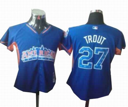 Women Los Angeles Angels #27 Mike Trout American League 2013 All Star blue Jersey
