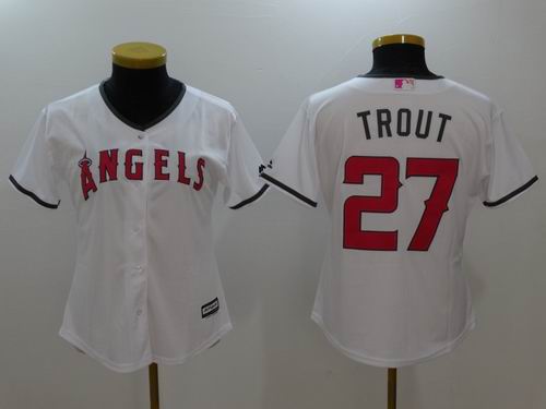 Women Los Angeles Angels #27 Mike Trout white Mother's Day Jersey