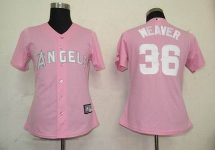 Women Los Angeles Angels 36 Weaver Pink  Jerseys
