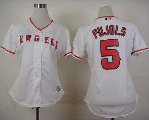 Women Los Angeles Angels of Anaheim 5 Albert Pujols White Alternate Baseball Jersey