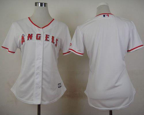 Women Los Angeles Angels of Anaheim Blank White Fashion Baseball Jersey