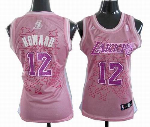 Women Los Angeles Lakers 12# Dwight Howard pink jerseys