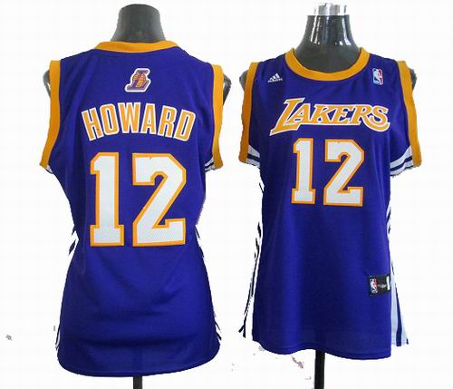 Women Los Angeles Lakers 12# Dwight Howard purple jerseys