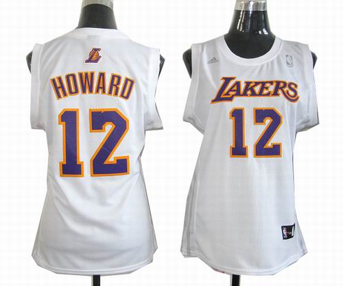 Women Los Angeles Lakers 12# Dwight Howard white jerseys