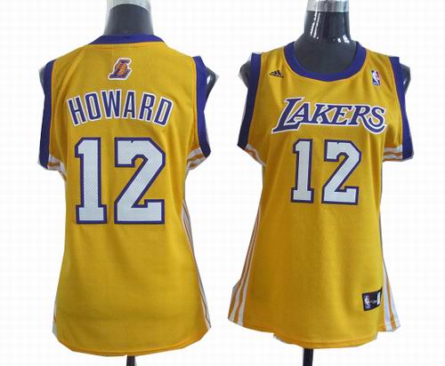 Women Los Angeles Lakers 12# Dwight Howard yellow jerseys
