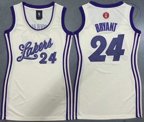 Women Los Angeles Lakers 24 Kobe Bryant Cream 2015-2016 Christmas Day Dress NBA Jersey