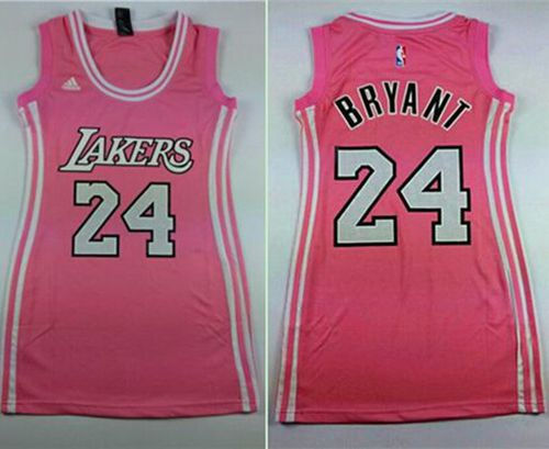 Women Los Angeles Lakers 24 Kobe Bryant Pink Dress NBA Jersey