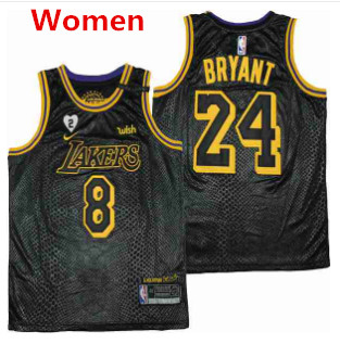 Women Los Angeles Lakers Front #8 Back #24 Kobe Bryant With 2 Gigi Patch Black Stitched Jersey 