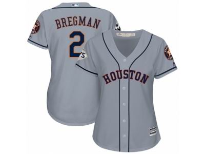 Women Majestic Houston Astros #2 Alex Bregman Replica Grey Road 2017 World Series Bound Cool Base MLB Jersey