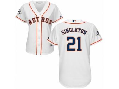 Women Majestic Houston Astros #21 Jon Singleton Replica White Home 2017 World Series Bound Cool Base MLB Jersey