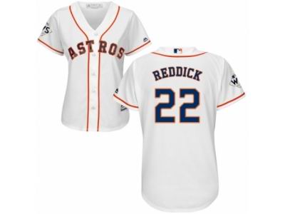 Women Majestic Houston Astros #22 Josh Reddick Authentic White Home 2017 World Series Bound Cool Base MLB Jersey