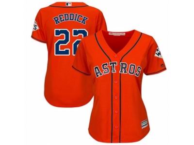 Women Majestic Houston Astros #22 Josh Reddick Replica Orange Alternate 2017 World Series Bound Cool Base MLB Jersey