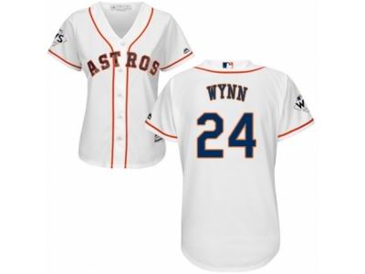 Women Majestic Houston Astros #24 Jimmy Wynn Authentic White Home 2017 World Series Bound Cool Base MLB Jersey