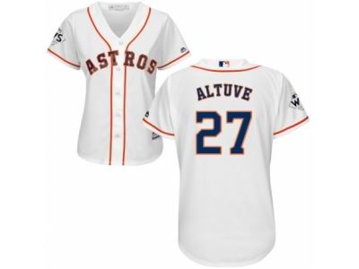 Women Majestic Houston Astros #27 Jose Altuve Replica White Home 2017 World Series Bound Cool Base MLB Jersey