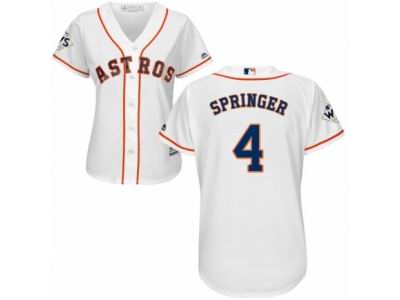 Women Majestic Houston Astros #4 George Springer Replica White Home 2017 World Series Bound Cool Base MLB Jersey