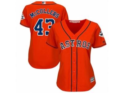 Women Majestic Houston Astros #43 Lance McCullers Replica Orange Alternate 2017 World Series Bound Cool Base MLB Jersey