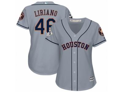 Women Majestic Houston Astros #46 Francisco Liriano Authentic Grey Road 2017 World Series Bound Cool Base MLB Jersey