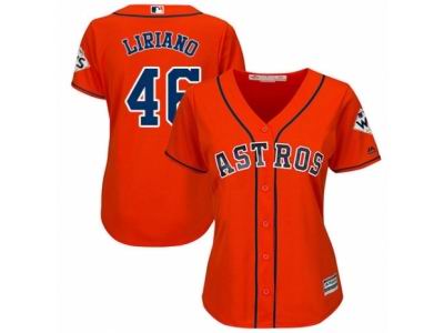 Women Majestic Houston Astros #46 Francisco Liriano Authentic Orange Alternate 2017 World Series Bound Cool Base MLB Jersey