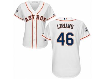 Women Majestic Houston Astros #46 Francisco Liriano Authentic White Home 2017 World Series Bound Cool Base MLB Jersey