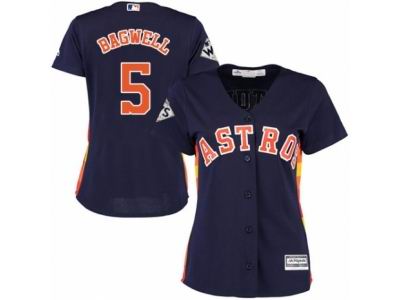 Women Majestic Houston Astros #5 Jeff Bagwell Authentic Navy Blue Alternate 2017 World Series Bound Cool Base MLB Jersey