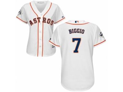 Women Majestic Houston Astros #7 Craig Biggio Replica White Home 2017 World Series Bound Cool Base MLB Jersey