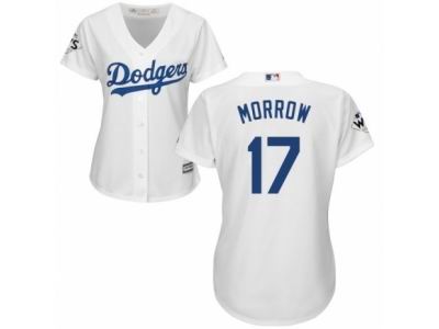 Women Majestic Los Angeles Dodgers #17 Brandon Morrow Replica White Home 2017 World Series Bound Cool Base MLB Jersey