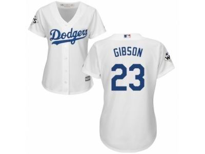 Women Majestic Los Angeles Dodgers #23 Kirk Gibson Authentic White Home 2017 World Series Bound Cool Base MLB Jersey
