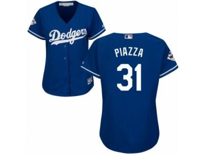 Women Majestic Los Angeles Dodgers #31 Mike Piazza Replica Royal Blue Alternate 2017 World Series Bound Cool Base MLB Jersey