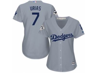 Women Majestic Los Angeles Dodgers #7 Julio Urias Authentic Grey Road 2017 World Series Bound Cool Base MLB Jersey