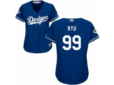 Women Majestic Los Angeles Dodgers #99 Hyun-Jin Ryu Replica Royal Blue Alternate 2017 World Series Bound Cool Base MLB Jersey