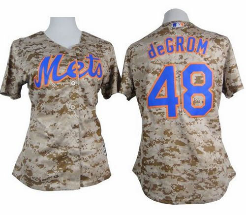 Women Mets 48 Jacob deGrom Camo Fashion Baseball Jersey