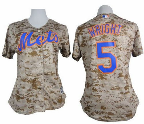 Women Mets 5 David Wright Camo Fashion Baseball Jersey