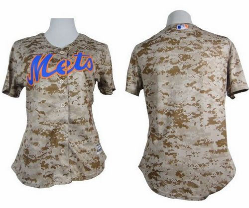 Women Mets Blank Camo Fashion Baseball Jersey