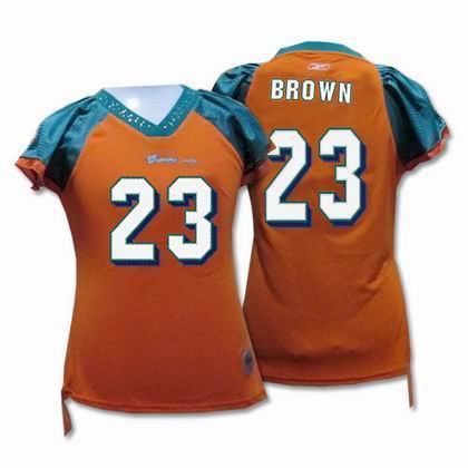 Women Miami Dolphins #23 Ronnie Brown jerseys orange