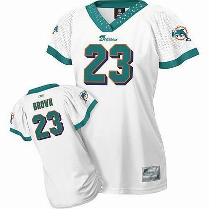 Women Miami Dolphins #23 Ronnie Brown jerseys white