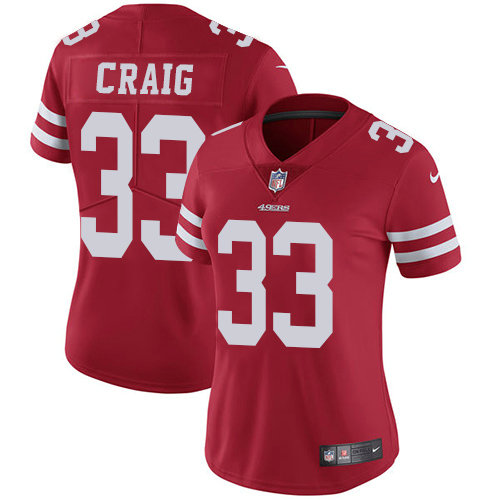 Women NFL 49ers #33 Roger Craig Red Vapor Untouchable Limited Jersey