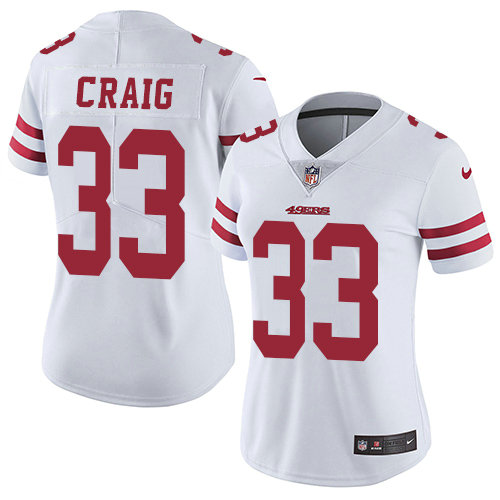 Women NFL 49ers #33 Roger Craig White Vapor Untouchable Limited Jersey