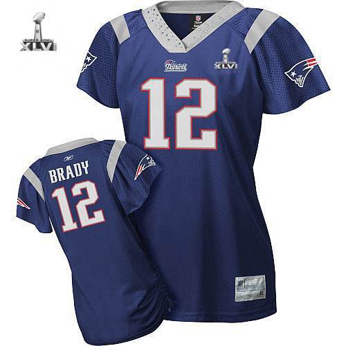 Women New England Patriots #12 Tom Brady 2012 Super Bowl XLVI Jersey DK blue