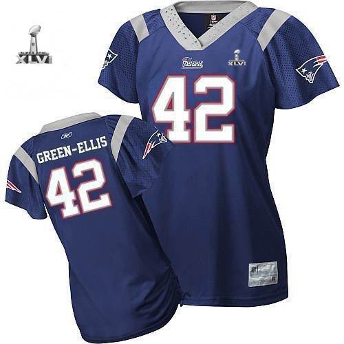 Women New England Patriots #42 BenJarvus Green-Ellis Field Flirt 2012 Super Bowl XLVI Jerseys DK blue
