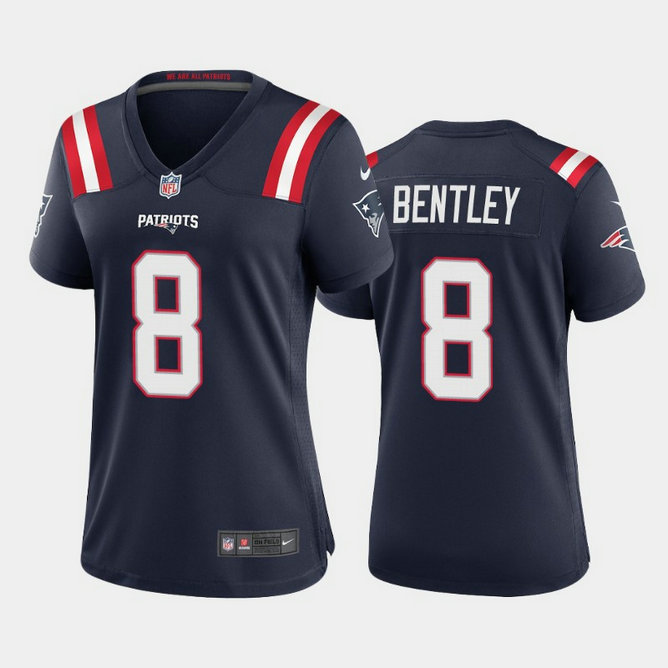 Women New England Patriots #8 Ja'Whaun Bentley Navy Limited Jersey